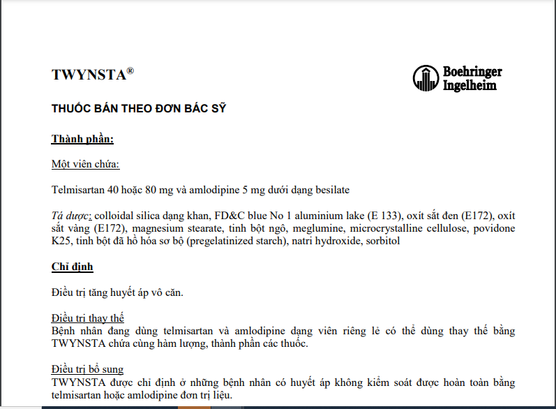 Thông tin kê toa Twynsta