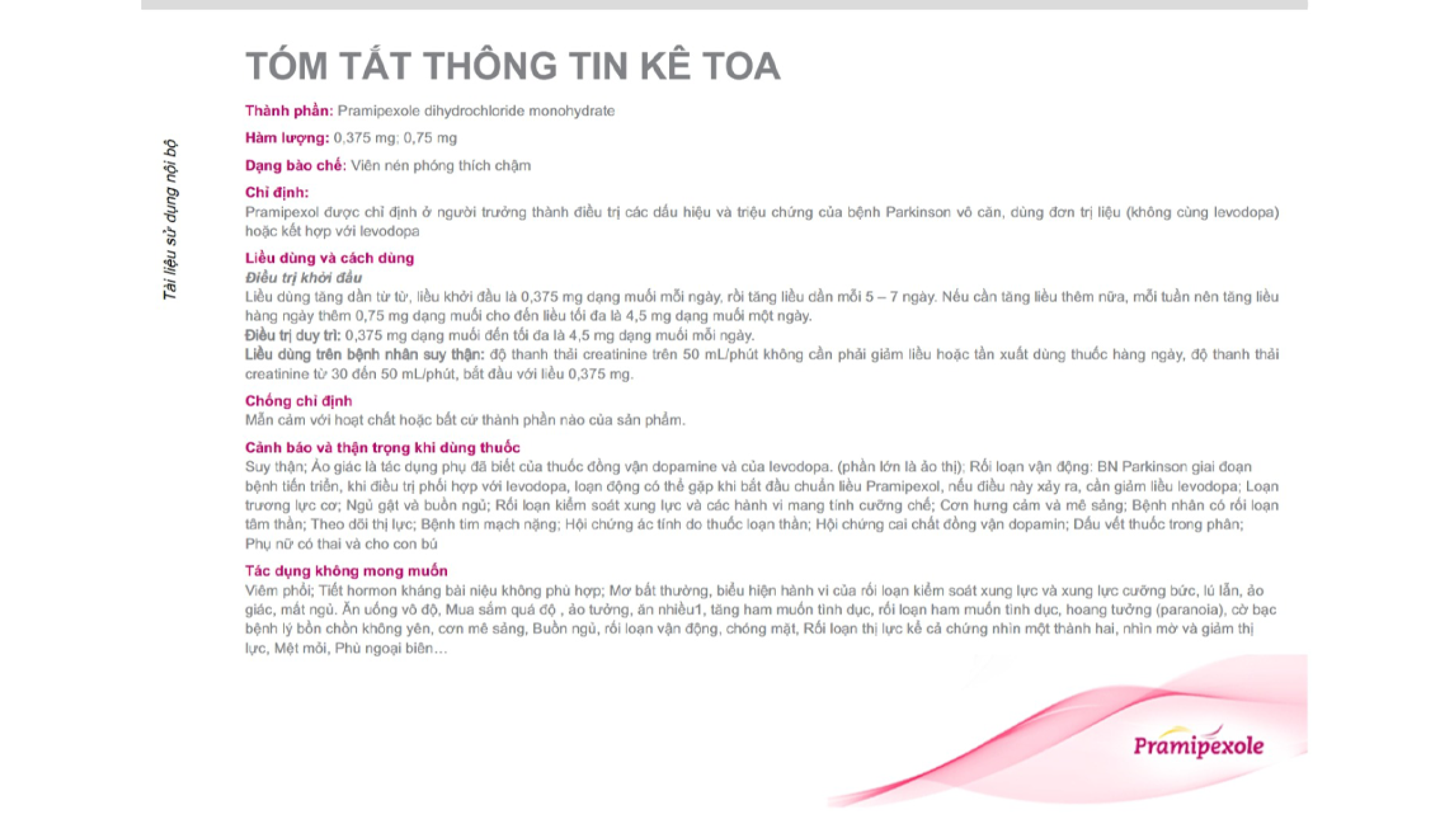 Q1-Những thông tin cơ bản về Pramipexole?